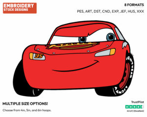 Lightning Mcqueen Looking Sly - Disney's Cars - Embroidery Design in 3 sizes & 8 formats