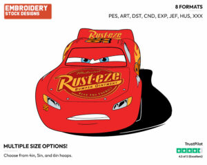 Lightning Mcqueen - Disney's Cars - Embroidery Design in 3 sizes & 8 formats