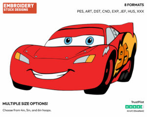 Lightning Mcqueen - Disney's Cars - Embroidery Design in 3 sizes & 8 formats