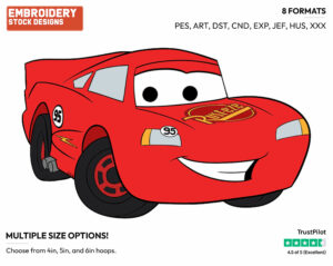 Lightning Mcqueen - Disney's Cars - Embroidery Design in 3 sizes & 8 formats