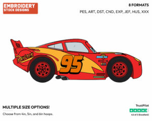 Lightning Mcqueen Side View - Disney's Cars - Embroidery Design in 3 sizes & 8 formats