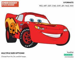 Lightning Mcqueen - Disney's Cars - Embroidery Design in 3 sizes & 8 formats