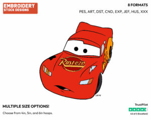 Lightning Mcqueen - Disney's Cars - Embroidery Design in 3 sizes & 8 formats