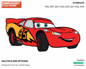 Lightning Mcqueen - Disney's Cars - Embroidery Design in 3 sizes & 8 formats
