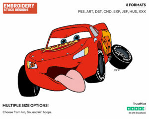 Lightning Mcqueen - Disney's Cars - Embroidery Design in 3 sizes & 8 formats