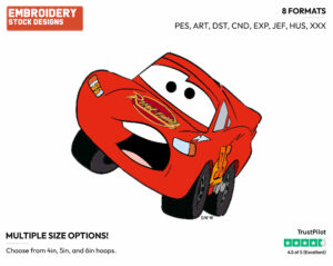 Lightning Mcqueen - Disney's Cars - Embroidery Design in 3 sizes & 8 formats