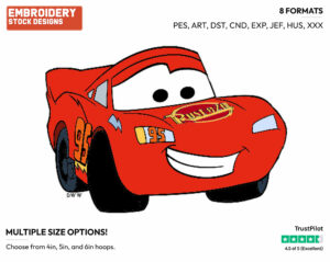 Lightning Mcqueen - Disney's Cars - Embroidery Design in 3 sizes & 8 formats