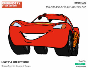 Lightning Mcqueen - Disney's Cars - Embroidery Design in 3 sizes & 8 formats