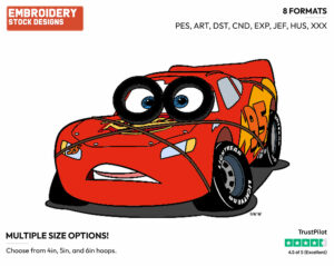 Lightning Mcqueen - Disney's Cars - Embroidery Design in 3 sizes & 8 formats