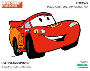 Lightning Mcqueen - Disney's Cars - Embroidery Design in 3 sizes & 8 formats