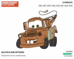 Mater - Disney's Cars - Embroidery Design in 3 sizes & 8 formats