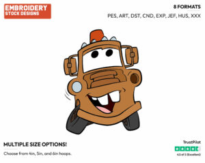 Mater - Disney's Cars - Embroidery Design in 3 sizes & 8 formats