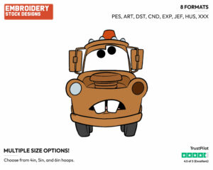 Mater - Disney's Cars - Embroidery Design in 3 sizes & 8 formats