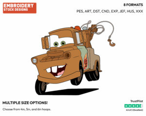 Mater - Disney's Cars - Embroidery Design in 3 sizes & 8 formats