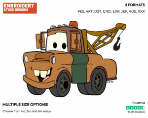 Mater - Disney's Cars - Embroidery Design in 3 sizes & 8 formats