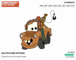 Mater - Disney's Cars - Embroidery Design in 3 sizes & 8 formats