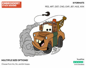 Mater - Disney's Cars - Embroidery Design in 3 sizes & 8 formats