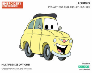 Luigi - Disney's Cars - Embroidery Design in 3 sizes & 8 formats
