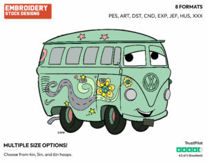 Fillmore - Disney's Cars - Embroidery Design in 3 sizes & 8 formats