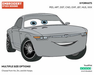 Sterling - Disney's Cars - Embroidery Design in 3 sizes & 8 formats