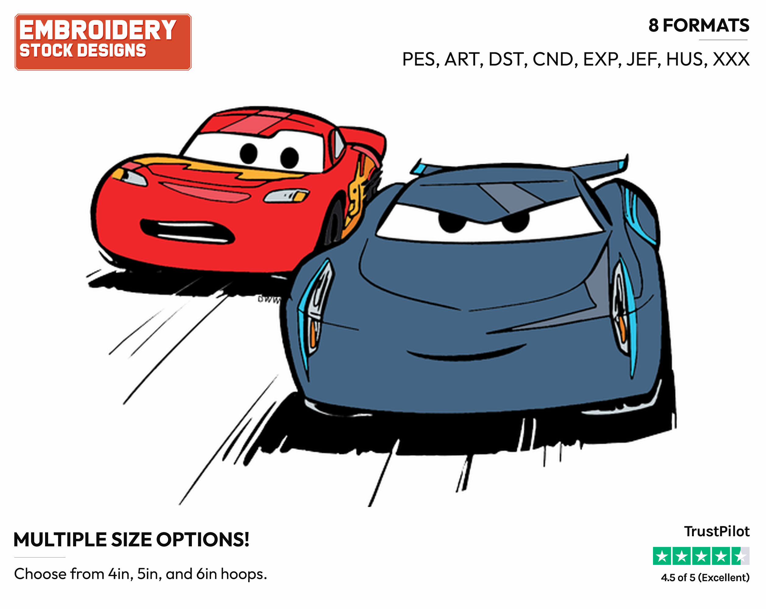 Lightning Mcqueen, Jackson Storm Racing - Disney's Cars - Embroidery ...