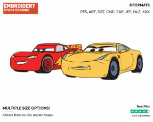 Lightning Mcqueen, Cruz Ramirez - Disney's Cars - Embroidery Design in 3 sizes & 8 formats