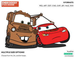 Lightning Mcqueen, Mater - Disney's Cars - Embroidery Design in 3 sizes & 8 formats