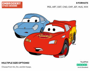 Lightning Mcqueen, Sally - Disney's Cars - Embroidery Design in 3 sizes & 8 formats