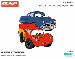 Lightning Mcqueen, Doc Hudson - Disney's Cars - Embroidery Design in 3 sizes & 8 formats