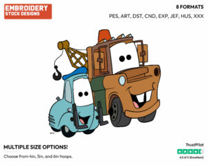 Mater, Guido - Disney's Cars - Embroidery Design in 3 sizes & 8 formats