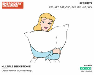 Hugging Pillow - Disney's Cinderella - Embroidery Design in 3 sizes & 8 formats