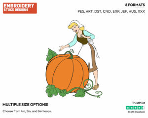 Cinderella, Pumpkin - Disney's Cinderella - Embroidery Design in 3 sizes & 8 formats