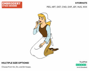 Cinderella - Disney's Cinderella - Embroidery Design in 3 sizes & 8 formats