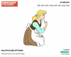 Cinderella - Disney's Cinderella - Embroidery Design in 3 sizes & 8 formats