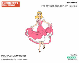 Cinderella Wearing Pink Dress - Disney's Cinderella - Embroidery Design in 3 sizes & 8 formats