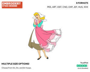 Holding Pink Dress - Disney's Cinderella - Embroidery Design in 3 sizes & 8 formats