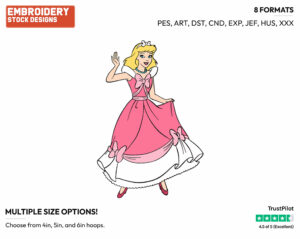 Cinderella In Pink Dress - Disney's Cinderella - Embroidery Design in 3 sizes & 8 formats
