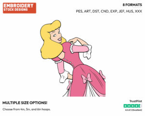 In Pink Dress - Disney's Cinderella - Embroidery Design in 3 sizes & 8 formats