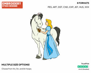 Brushing Horse - Disney's Cinderella - Embroidery Design in 3 sizes & 8 formats