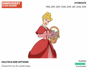 Carrying Flower Basket - Disney's Cinderella - Embroidery Design in 3 sizes & 8 formats