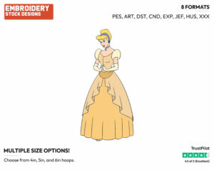 Cinderella - Disney's Cinderella - Embroidery Design in 3 sizes & 8 formats