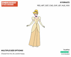 Cinderella - Disney's Cinderella - Embroidery Design in 3 sizes & 8 formats
