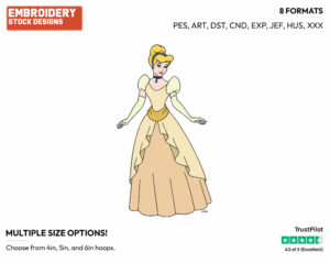Cinderella - Disney's Cinderella - Embroidery Design in 3 sizes & 8 formats
