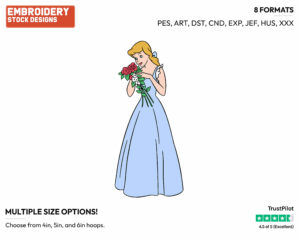 Cinderella Smelling Flowers - Disney's Cinderella - Embroidery Design in 3 sizes & 8 formats