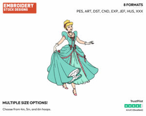 Cinderella - Disney's Cinderella - Embroidery Design in 3 sizes & 8 formats