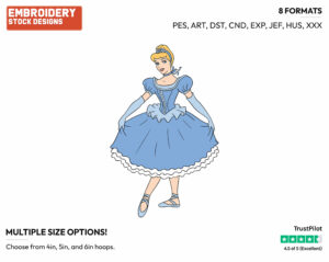 Ballerina Cinderella - Disney's Cinderella - Embroidery Design in 3 sizes & 8 formats