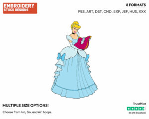 Holding Glass Slipper On A Pillow - Disney's Cinderella - Embroidery Design in 3 sizes & 8 formats