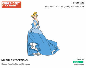 Cinderella - Disney's Cinderella - Embroidery Design in 3 sizes & 8 formats