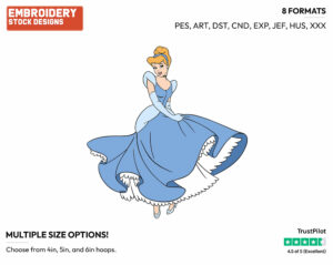 Cinderella - Disney's Cinderella - Embroidery Design in 3 sizes & 8 formats