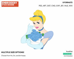 Holding Bouquet Of Flowers - Disney's Cinderella - Embroidery Design in 3 sizes & 8 formats